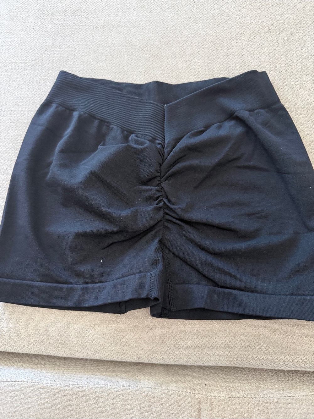 Women’s Black Ruched V Back Shorts